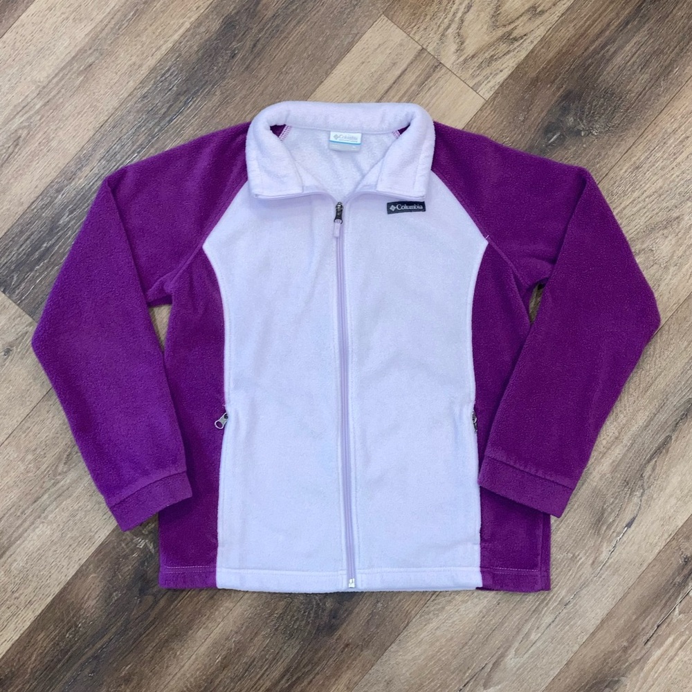 Columbia Purple Fleece Zip Jacket Coat Size XL 18 Girl